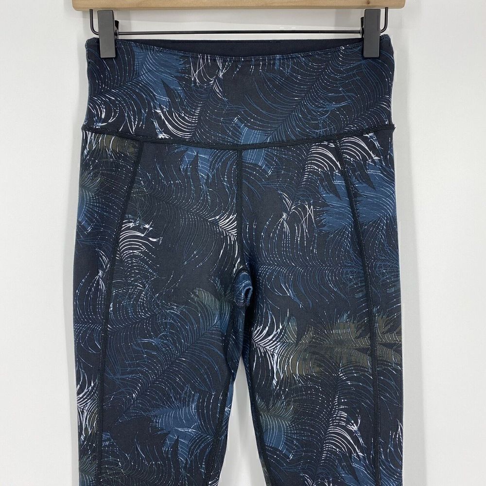Sweaty Betty Leggings Size Small Womens Blue Palm Leaf Print Crop High Rise - Picture 2 of 7